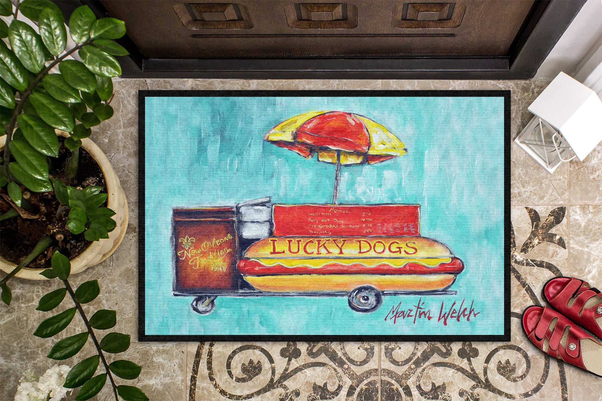 Lucky Dog for Me Indoor or Outdoor Mat 24x36 MW1279JMAT by Caroline's Treasures