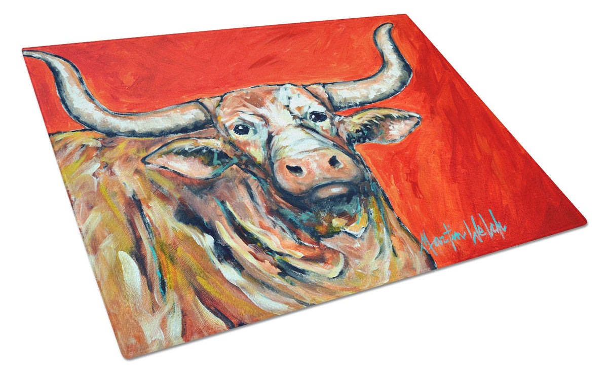 See Red Longhorn Cow Glass Cutting Board Large MW1281LCB by Caroline&#39;s Treasures