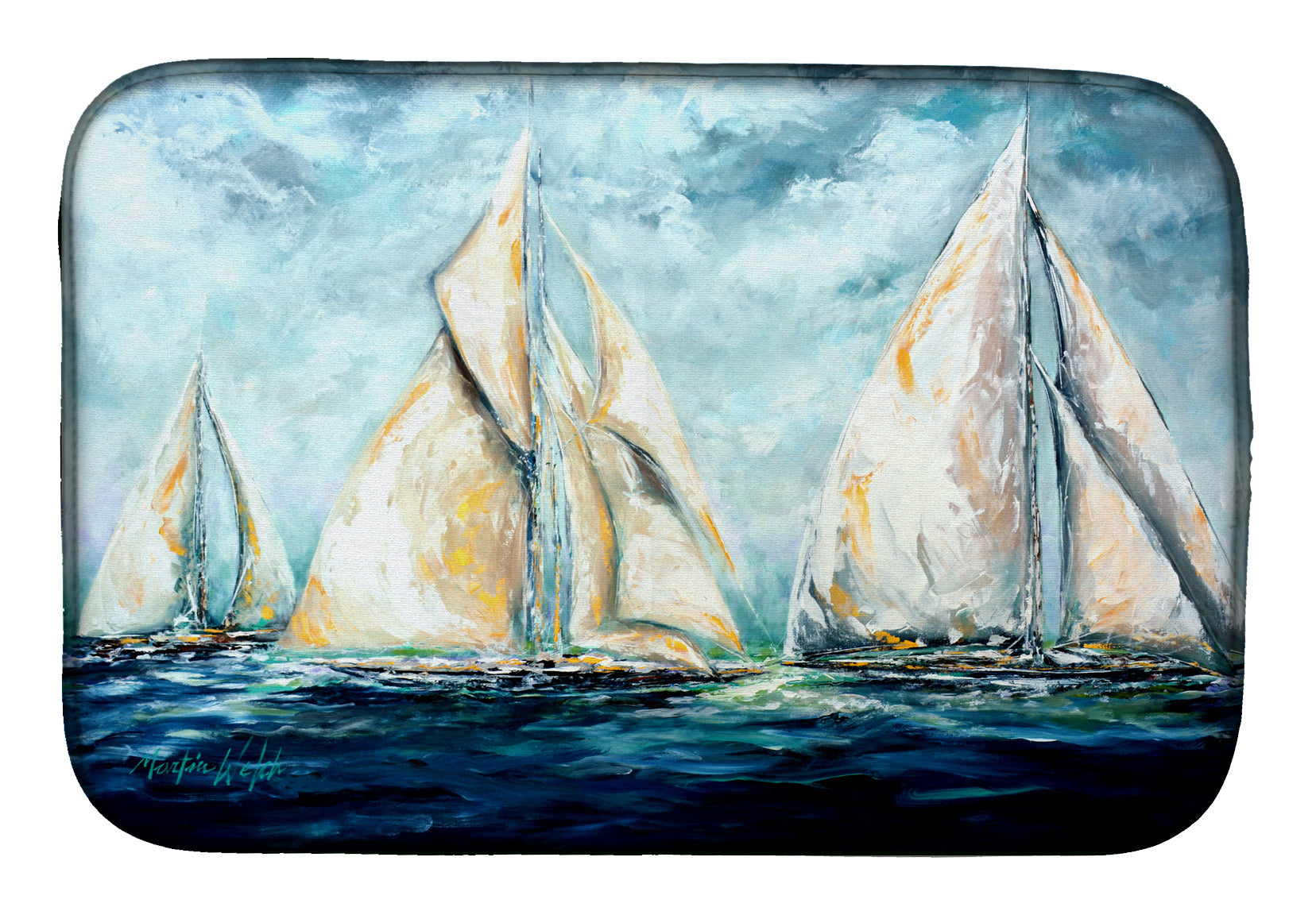 The Last Mile Sail boats Dish Drying Mat MW1283DDM  the-store.com.