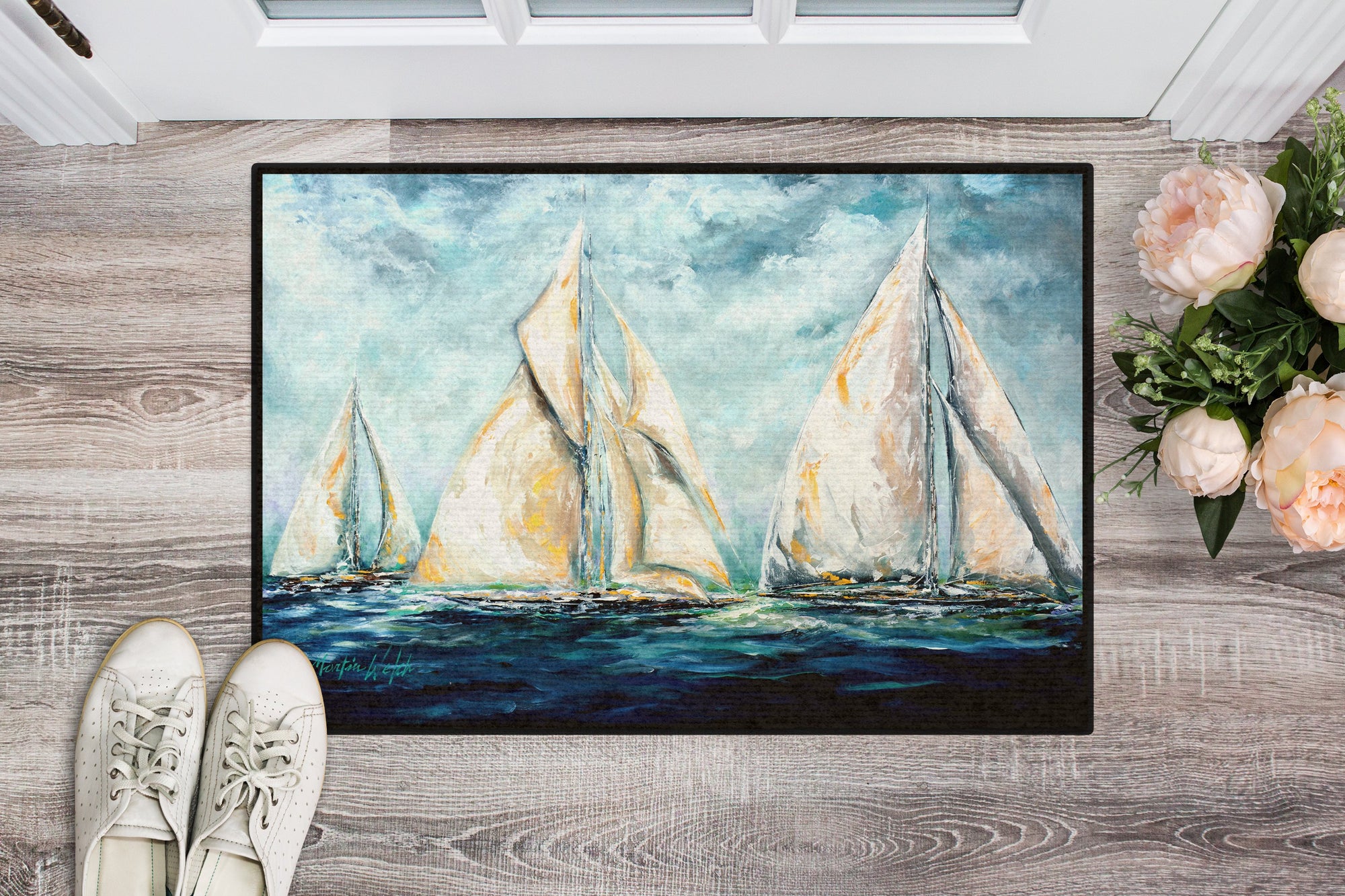 The Last Mile Sail boats Indoor or Outdoor Mat 24x36 MW1283JMAT by Caroline's Treasures