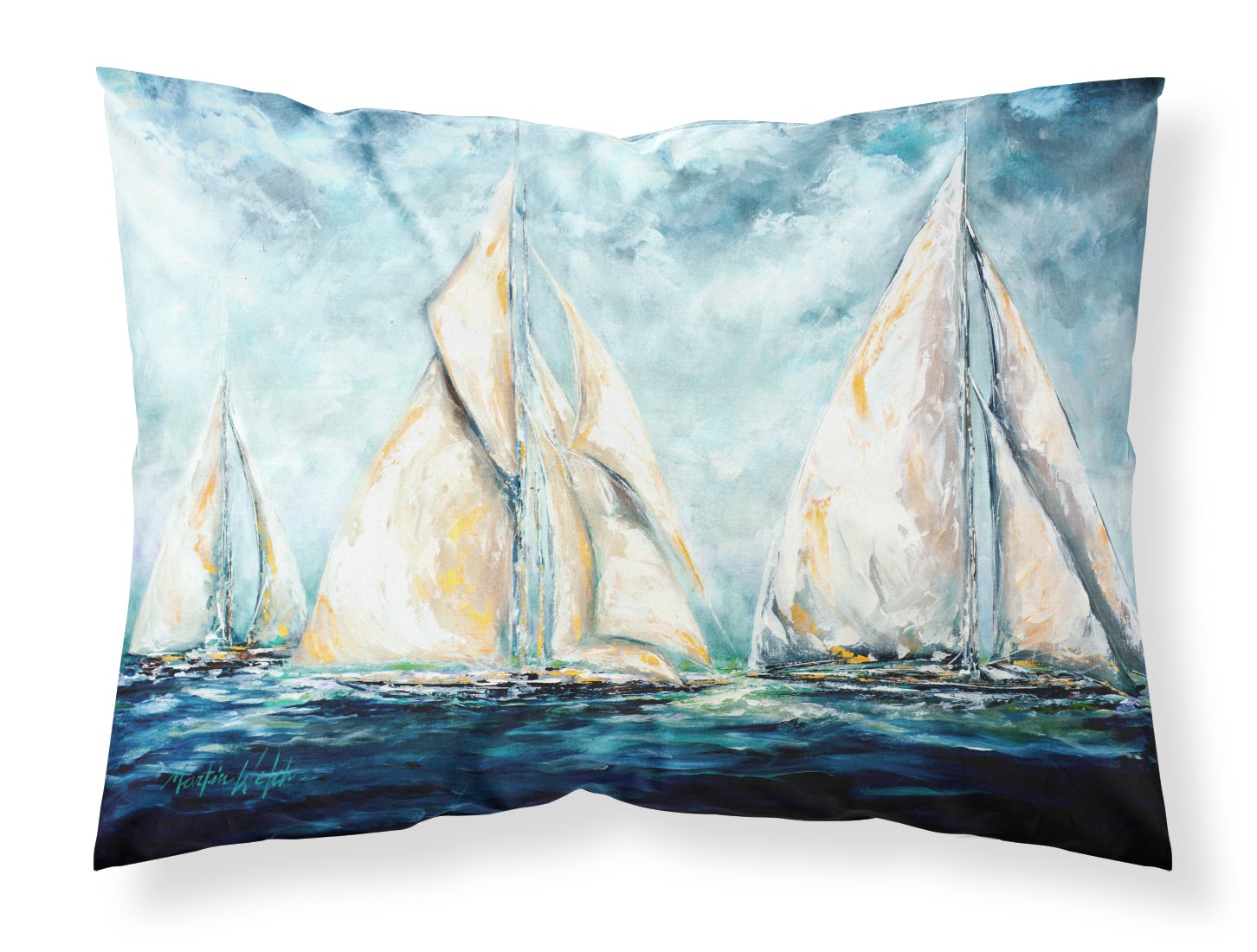 The Last Mile Sail boats Fabric Standard Pillowcase MW1283PILLOWCASE by Caroline's Treasures