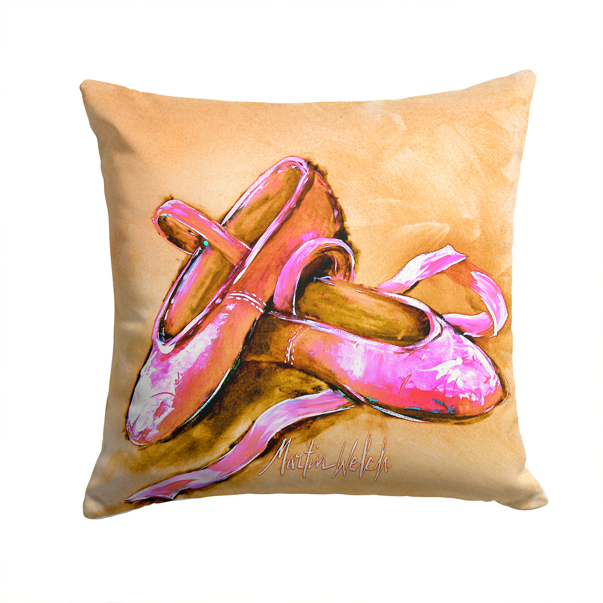 Ballet Shoes Brown and Pink Fabric Decorative Pillow MW1304PW1414 - the-store.com