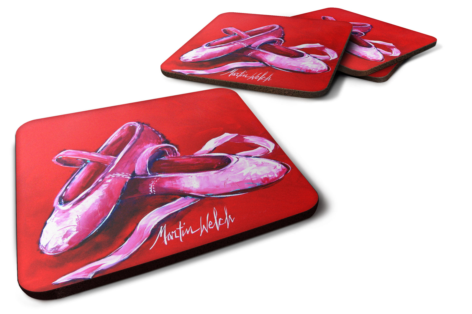 Ballet Shoes Red Foam Coaster Set of 4 MW1306FC - the-store.com