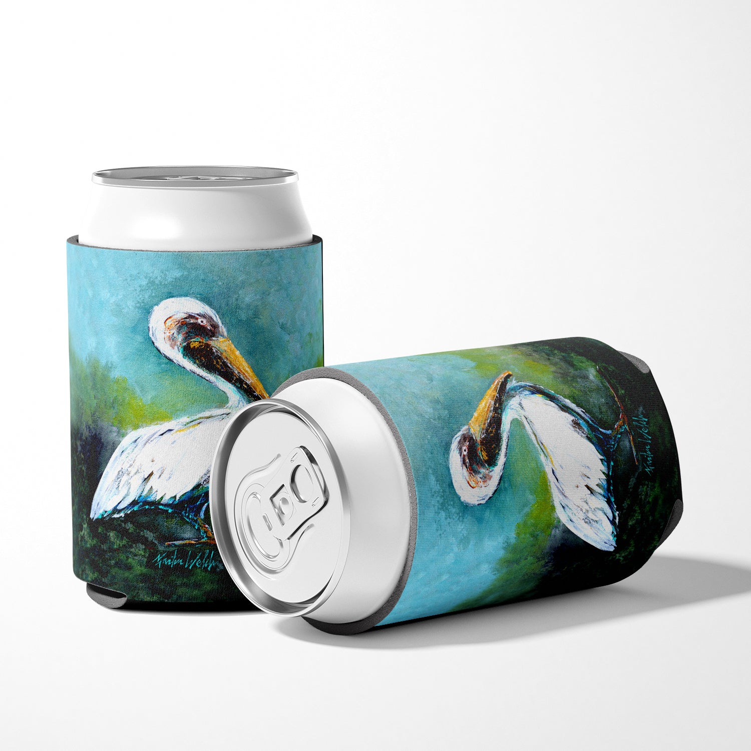Blue Stand White Pelican Can ou Bottle Hugger MW1309CC