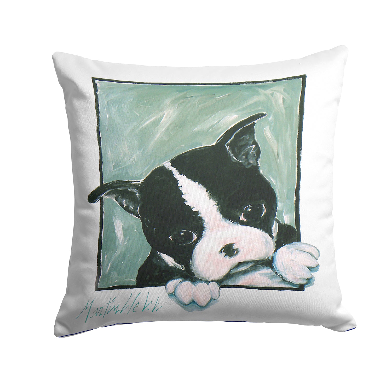 Boston Terrier Don't Leave Me Fabric Decorative Pillow MW1313PW1414 - the-store.com