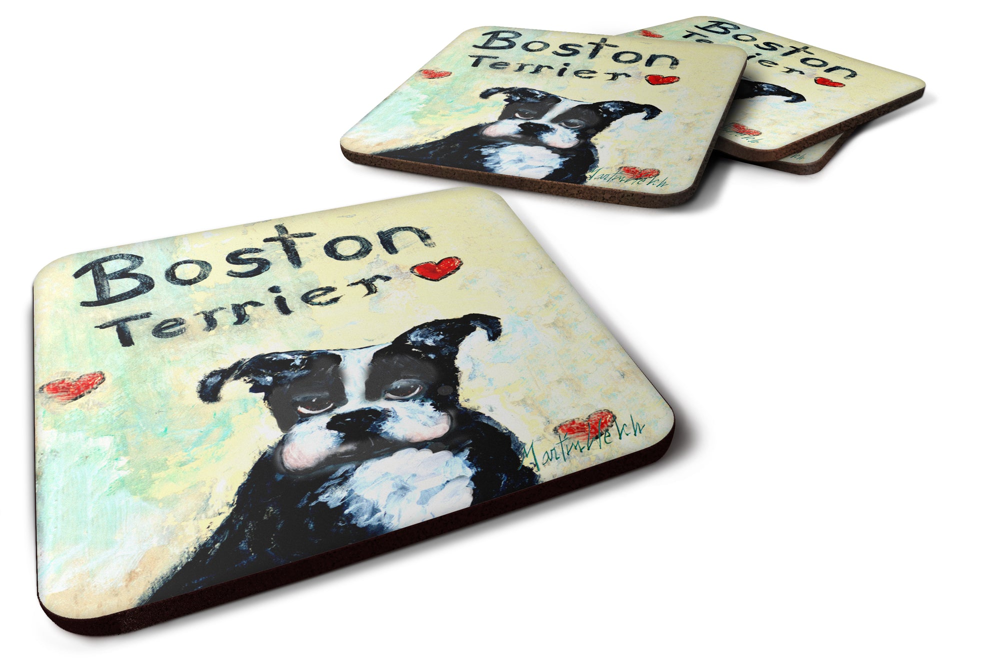 Boston Terrier Where's my Bibb Foam Coaster Set of 4 MW1316FC - the-store.com