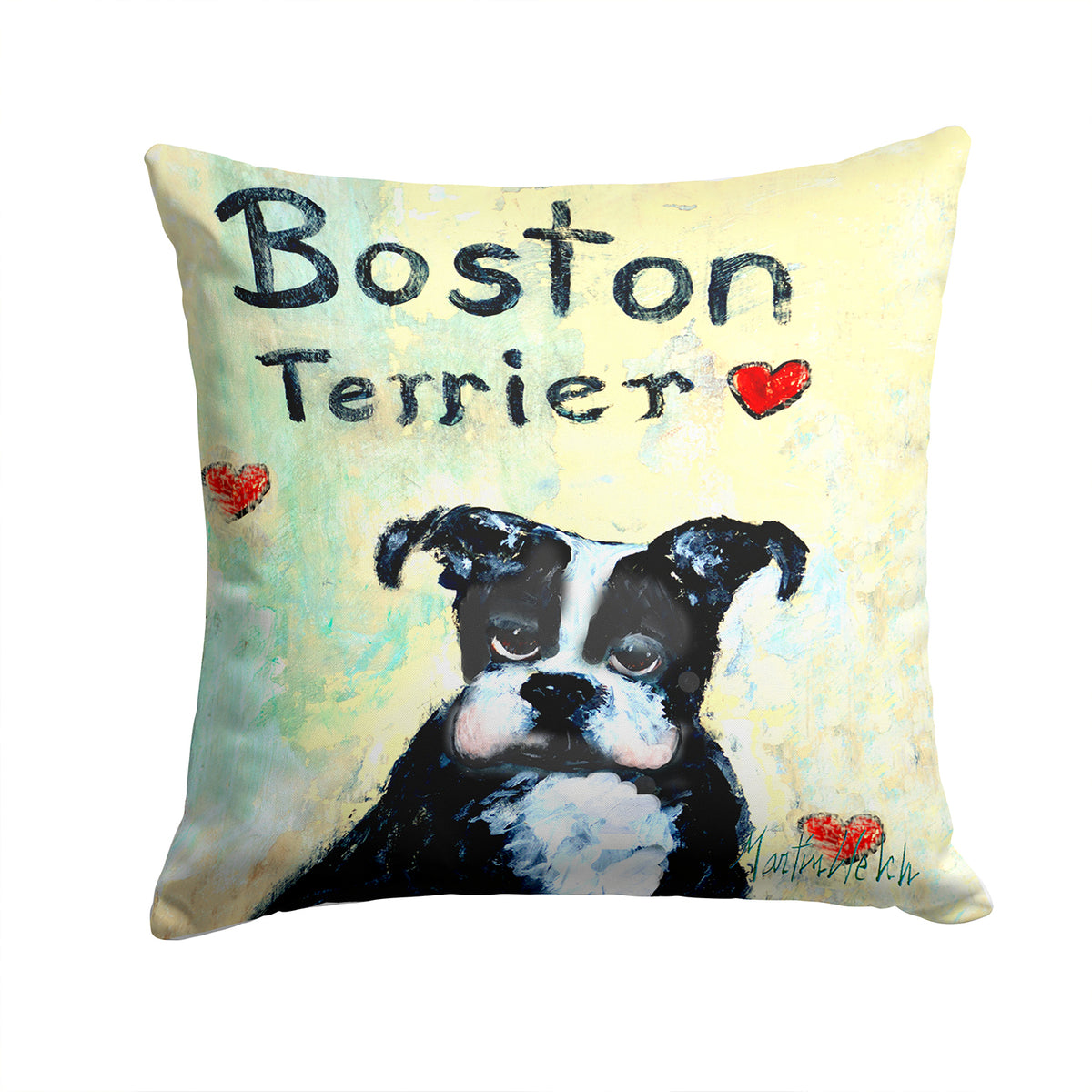 Boston Terrier Where&#39;s my Bibb Fabric Decorative Pillow MW1316PW1414 - the-store.com