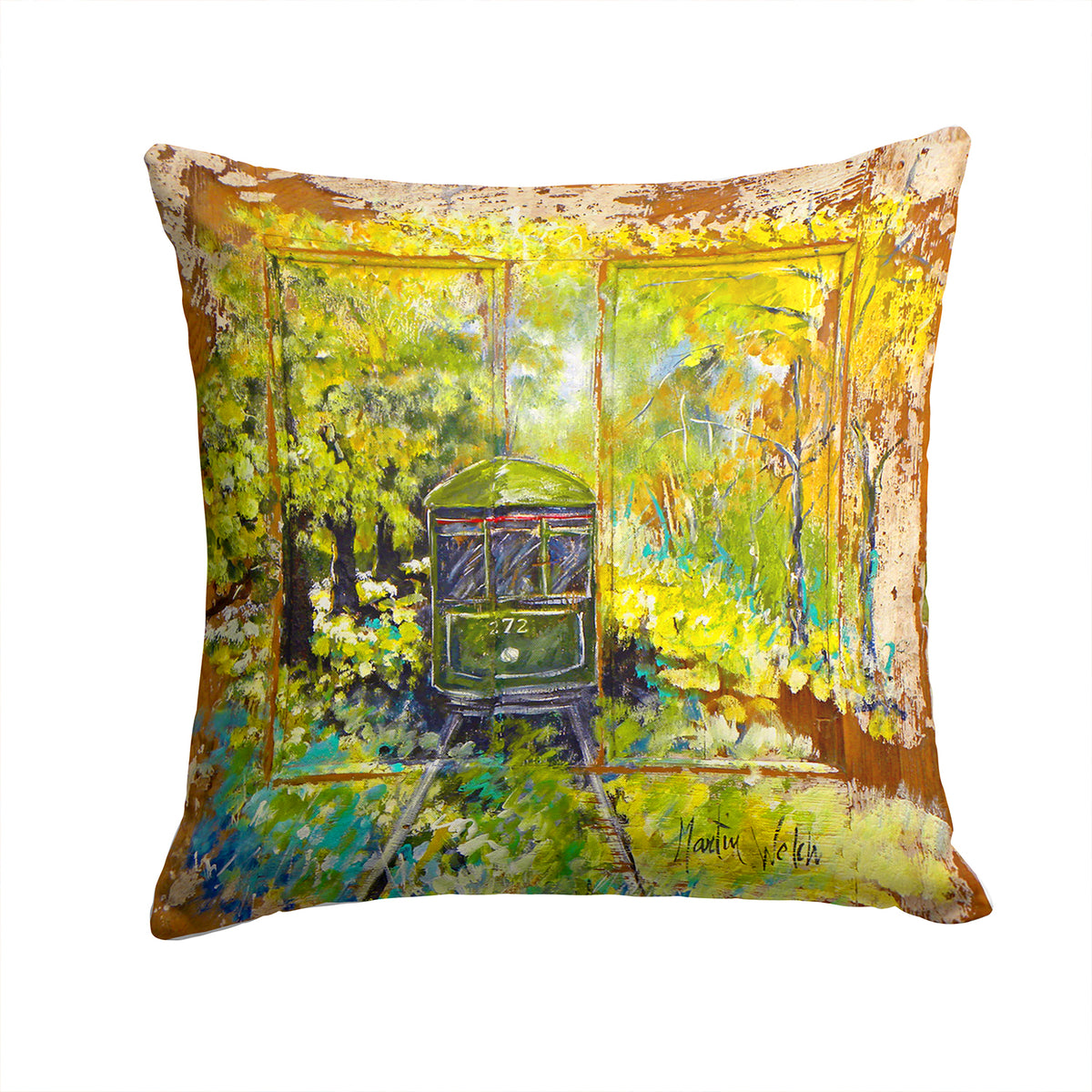 Streetcar End of the Line Fabric Decorative Pillow MW1326PW1414 - the-store.com