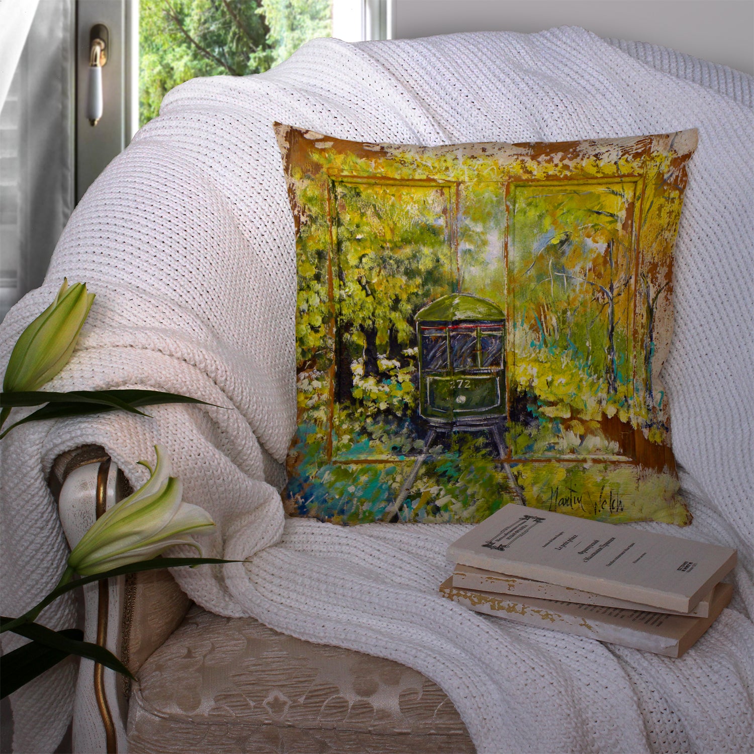 Streetcar End of the Line Fabric Decorative Pillow MW1326PW1414 - the-store.com