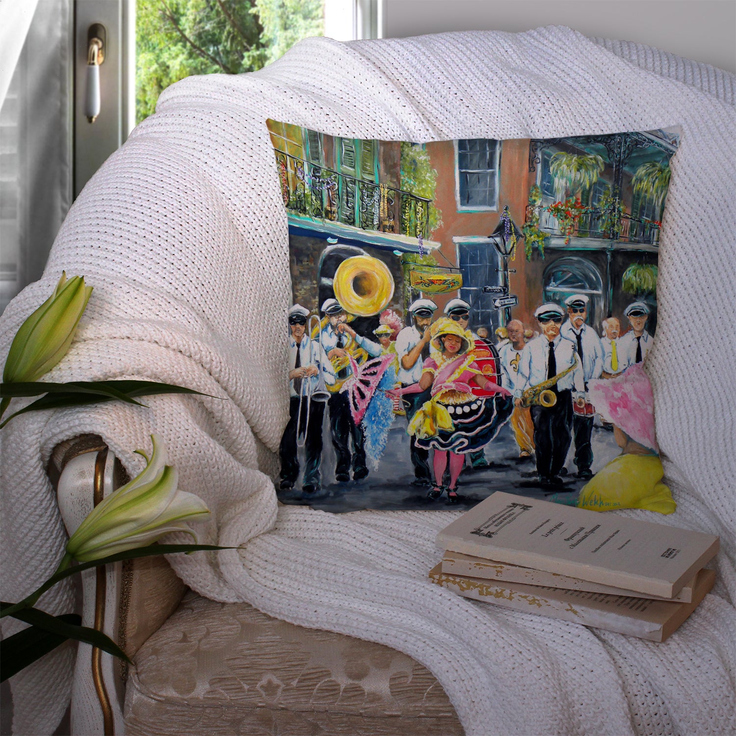 French Quarter Frolic Fabric Decorative Pillow MW1328PW1414 - the-store.com