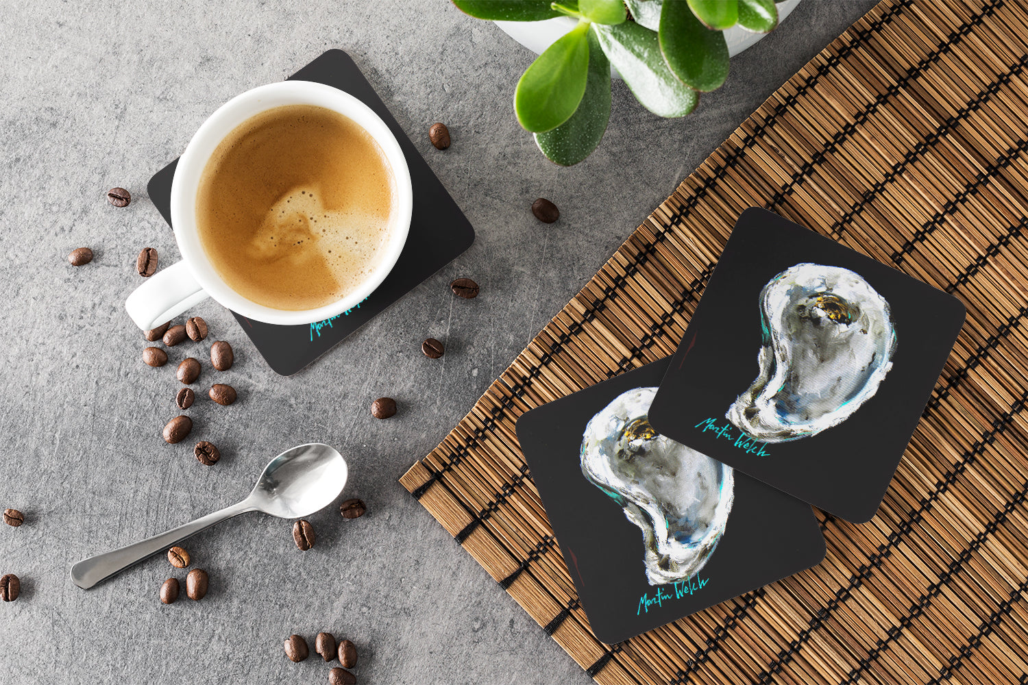 Lucky Oyster Foam Coaster Set of 4 MW1336FC - the-store.com