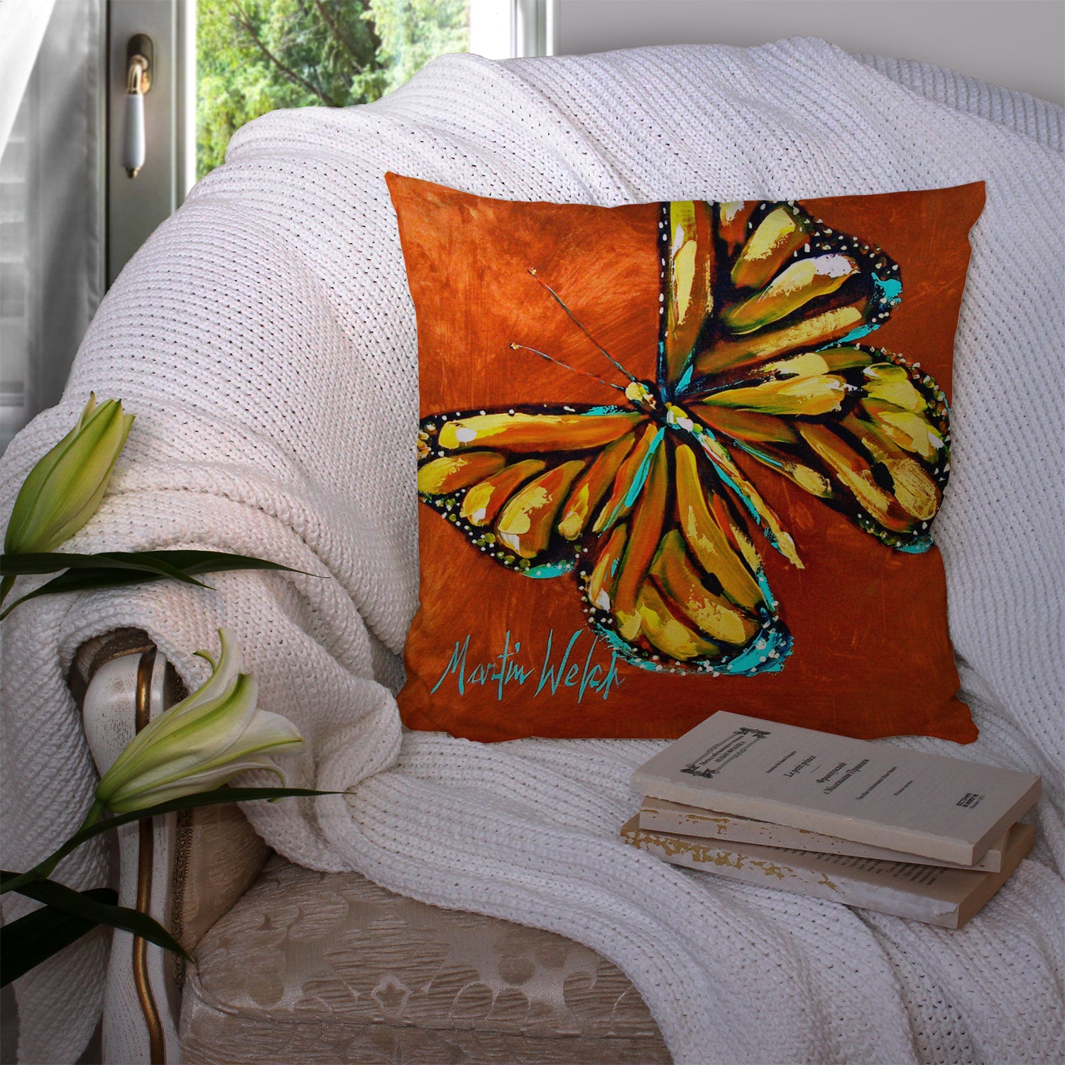 Monarch Butterfly Fabric Decorative Pillow MW1339PW1414 - the-store.com