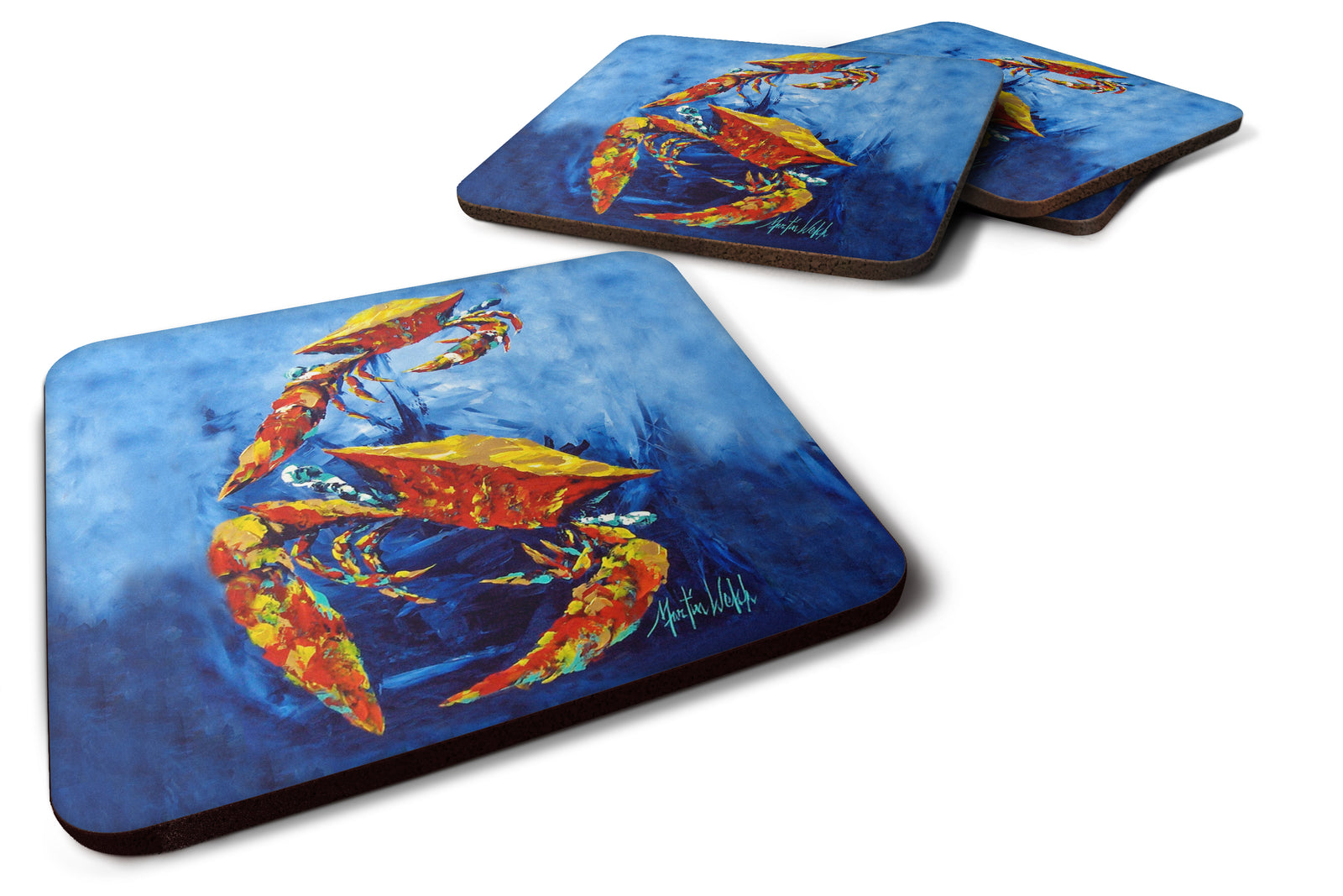 Crab Puddle O' Two Foam Coaster Set of 4 MW1345FC - the-store.com