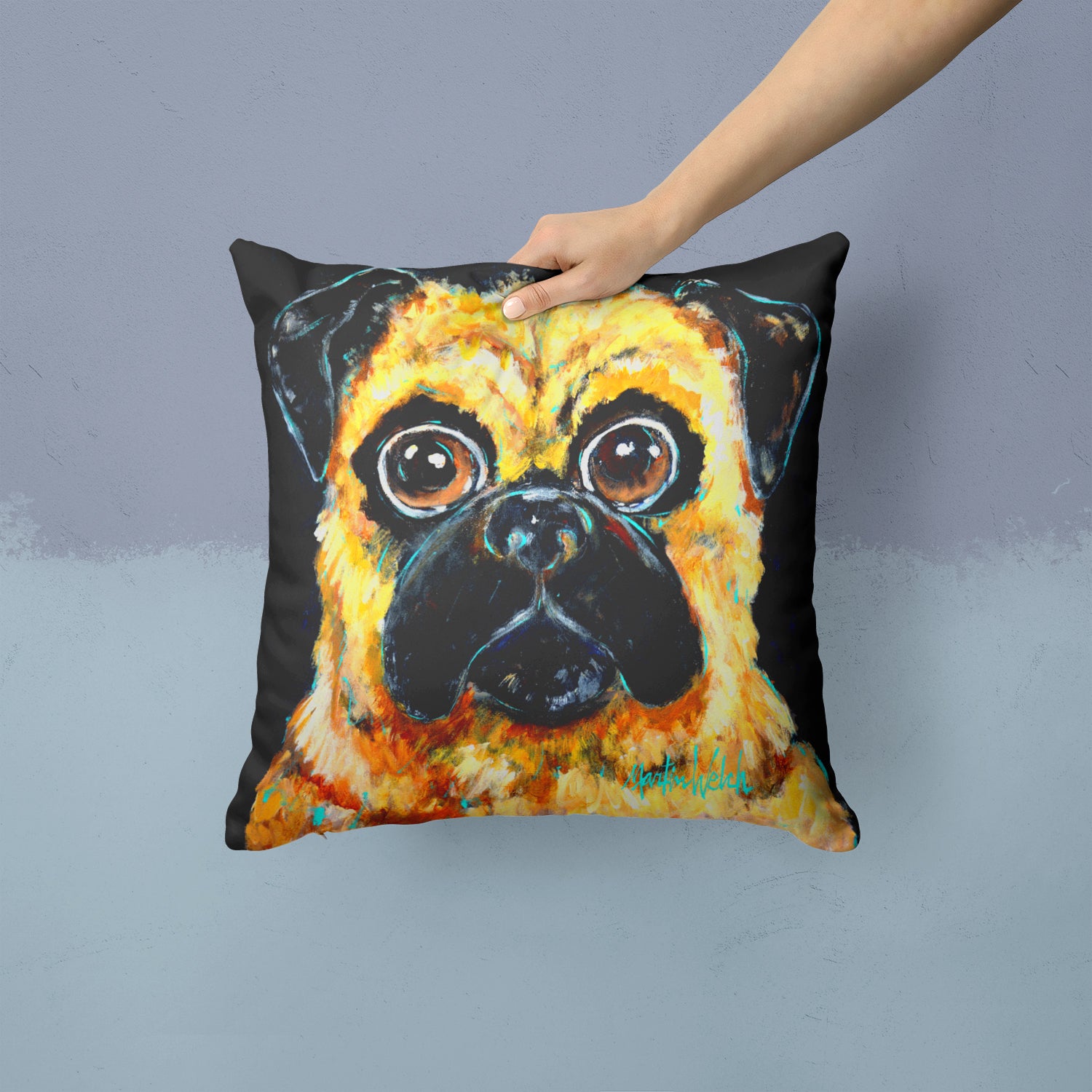 Pug It Out Fabric Decorative Pillow MW1346PW1414 - the-store.com