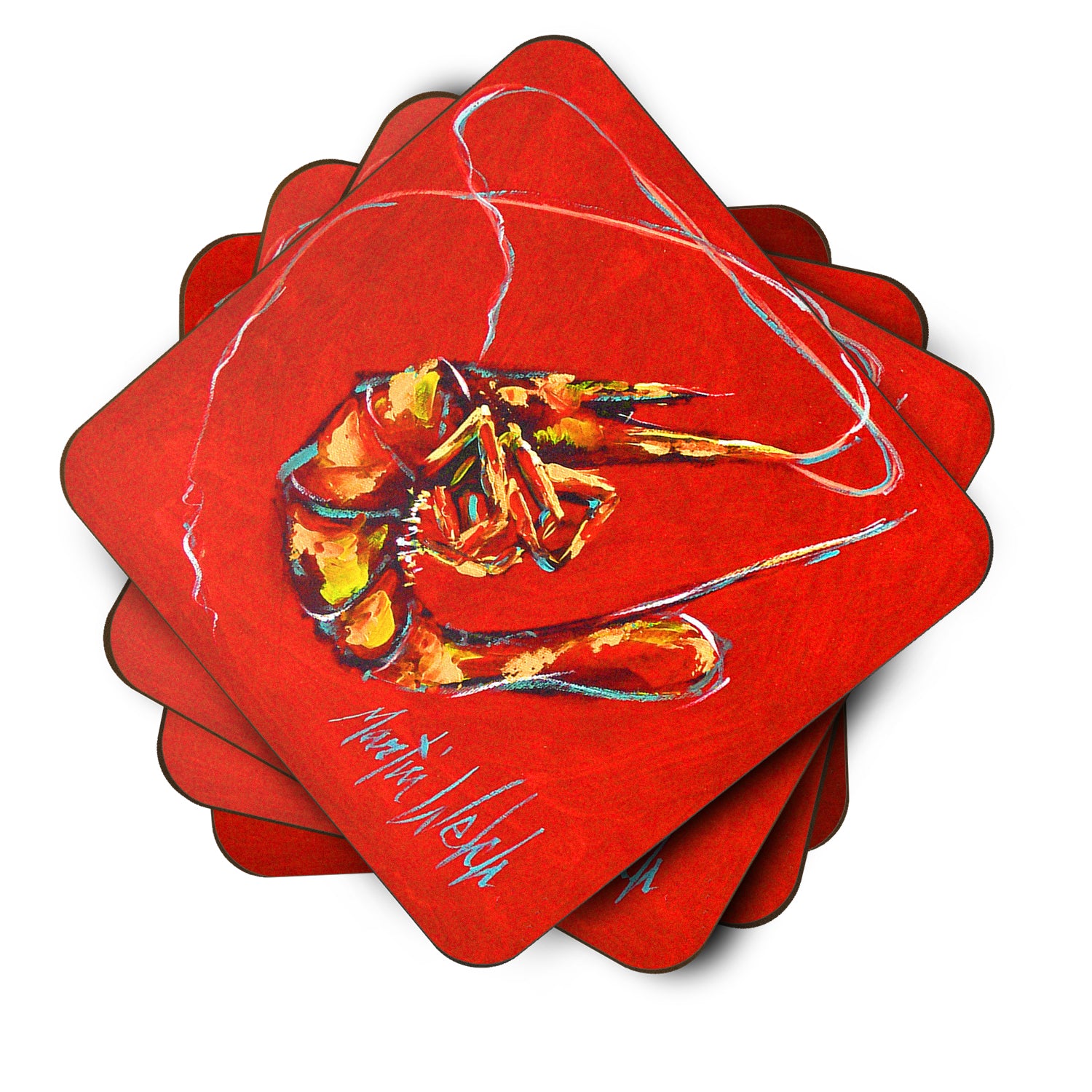 Red Shrimp Foam Coaster Set of 4 MW1347FC - the-store.com
