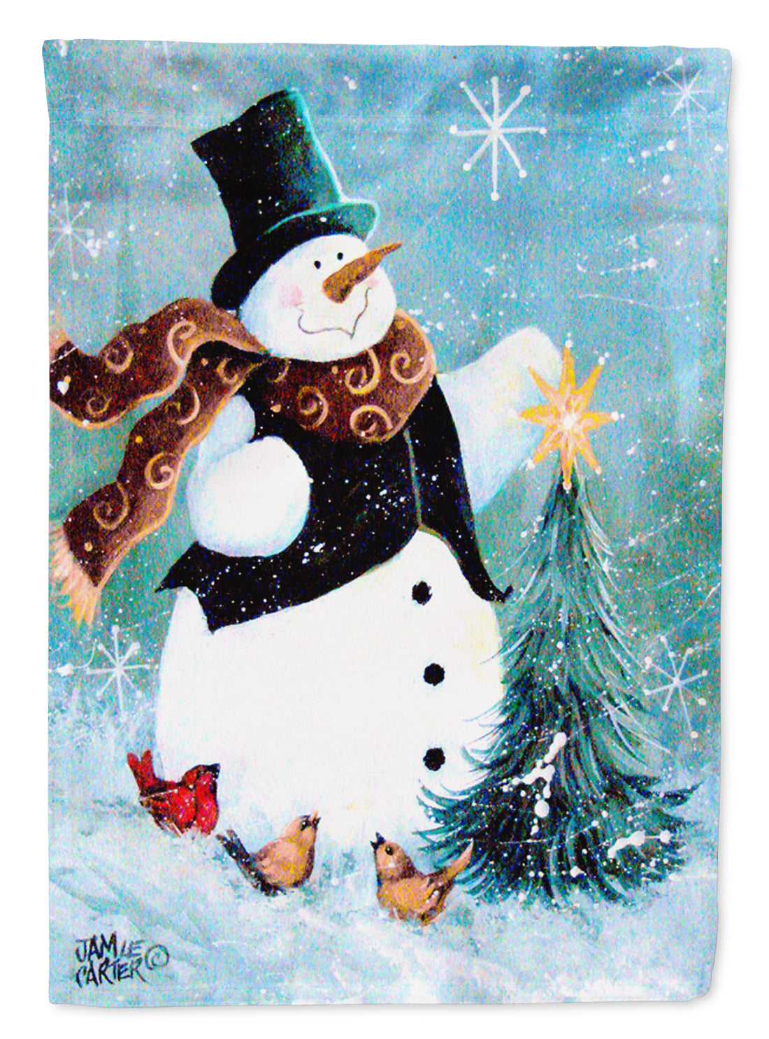 Christmas Tree Friends Snowman Flag Canvas House Size PJC1008CHF  the-store.com.