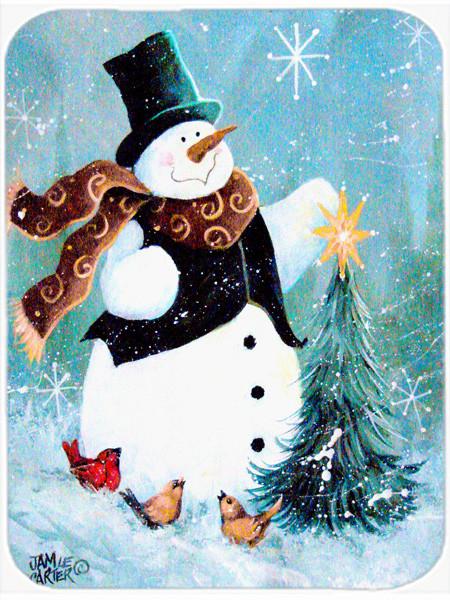 Christmas Tree Friends Snowman Glass Cutting Board Large PJC1008LCB by Caroline's Treasures