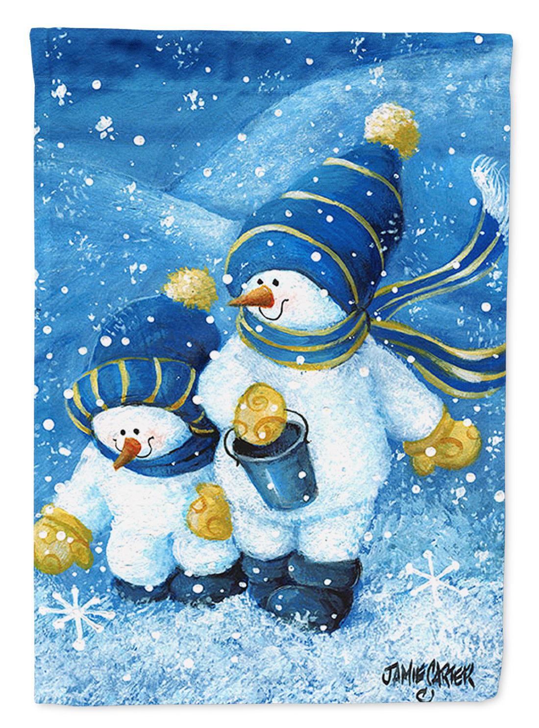 Gathering Snowflakes Snowman Flag Canvas House Size PJC1011CHF  the-store.com.