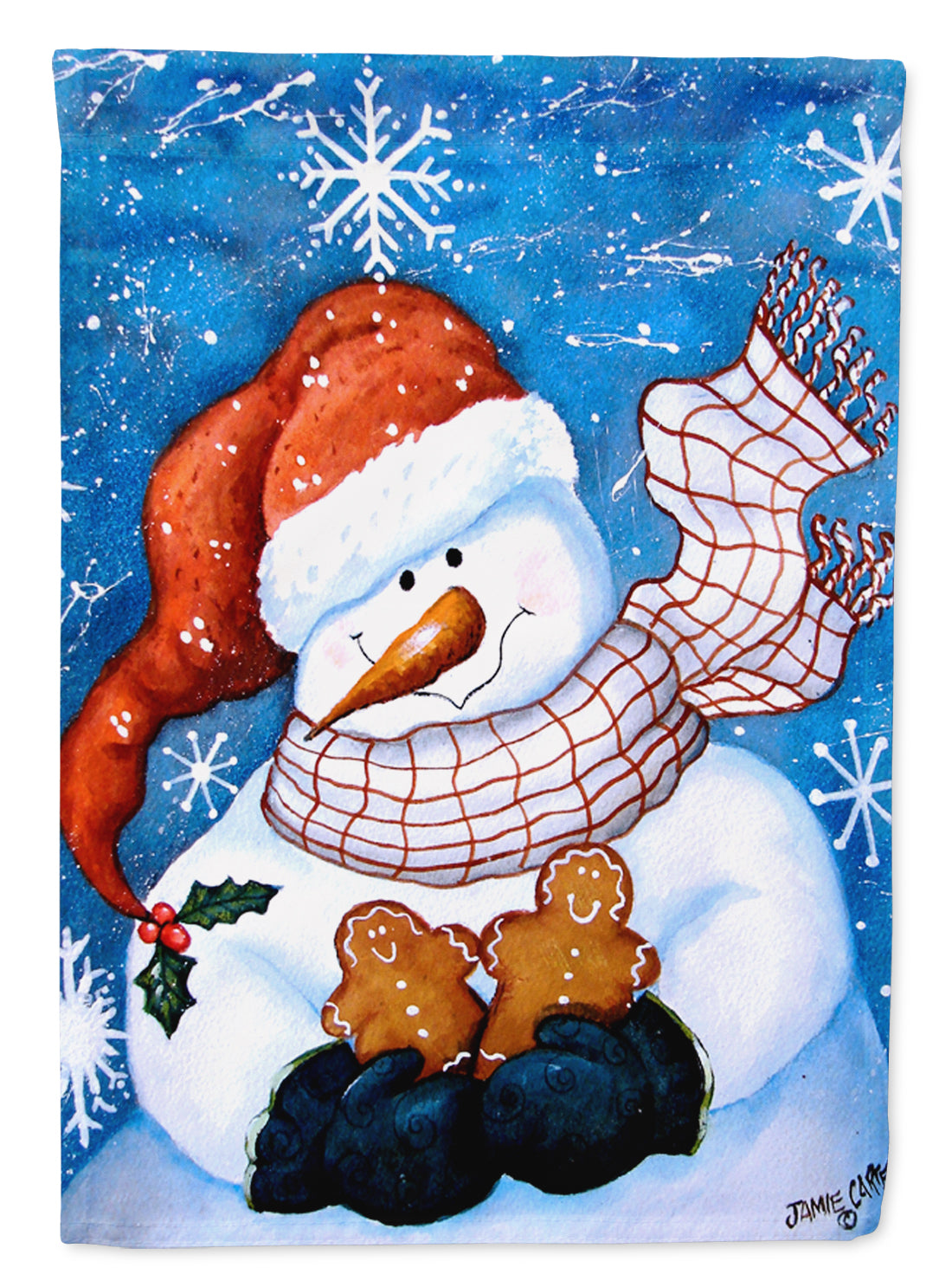 Gingerbread and Snowflake Snowman Flag Canvas House Size PJC1012CHF