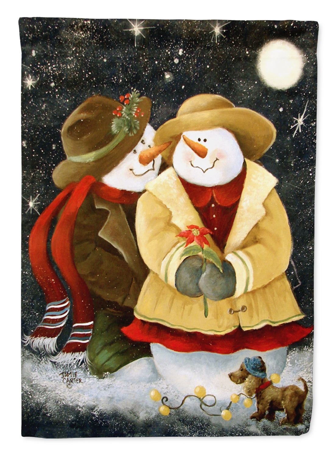 Love at Christmas Snowman Flag Canvas House Size PJC1016CHF