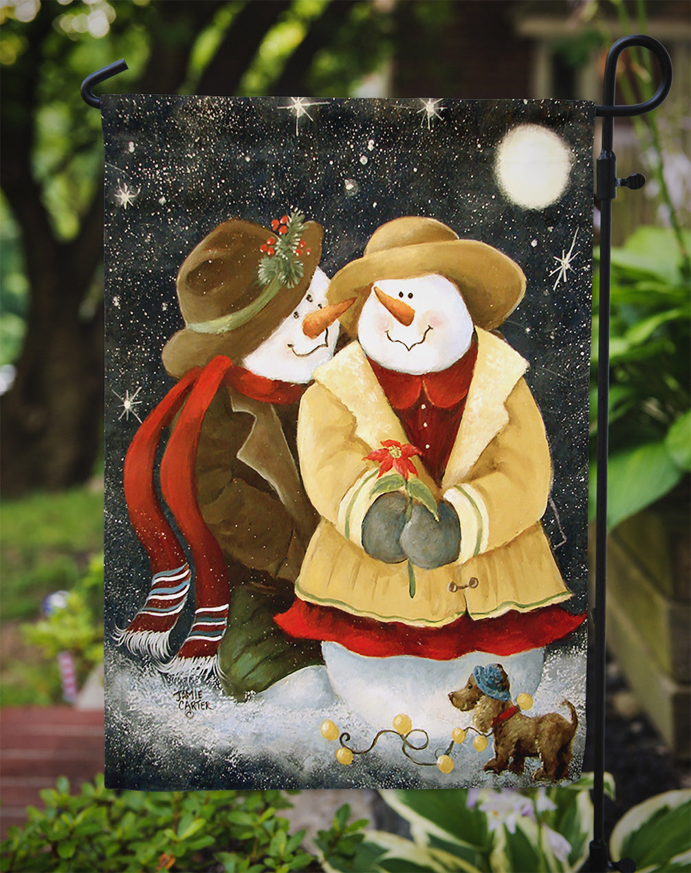 Love at Christmas Snowman Flag Garden Size  the-store.com.