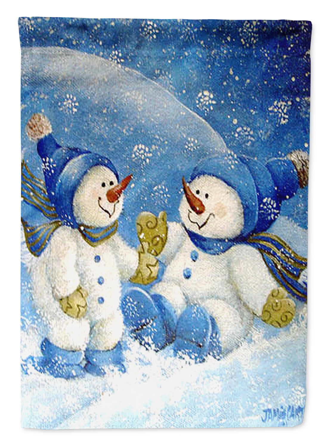 Snowflakes At Play Snowman Flag Canvas House Size PJC1019CHF