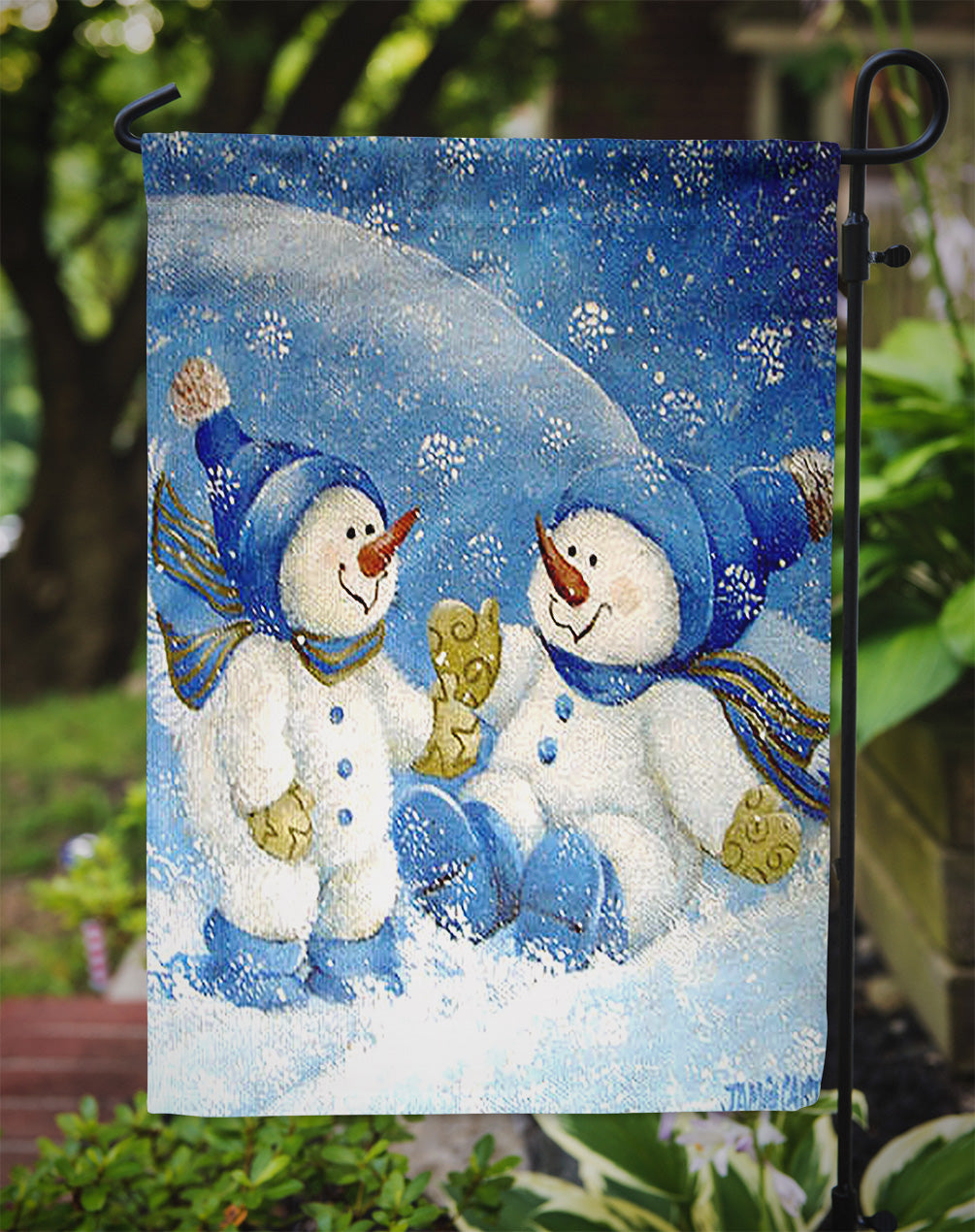 Flocons de neige en jeu Drapeau de bonhomme de neige Taille de jardin PJC1019GF