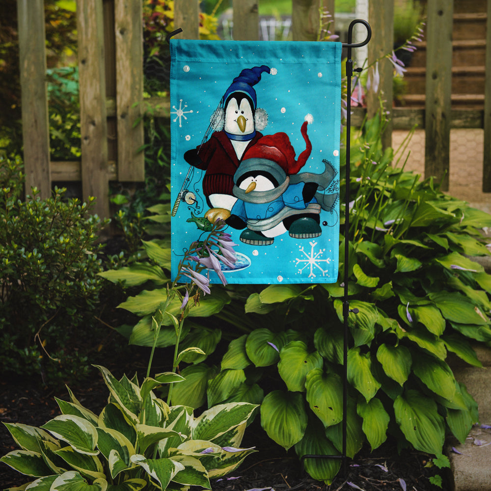 Caroline's Treasures Somethin's Fishy Christmas Penguin Garden Flag - Outdoor Decorative Yard Flag PJC1020GF