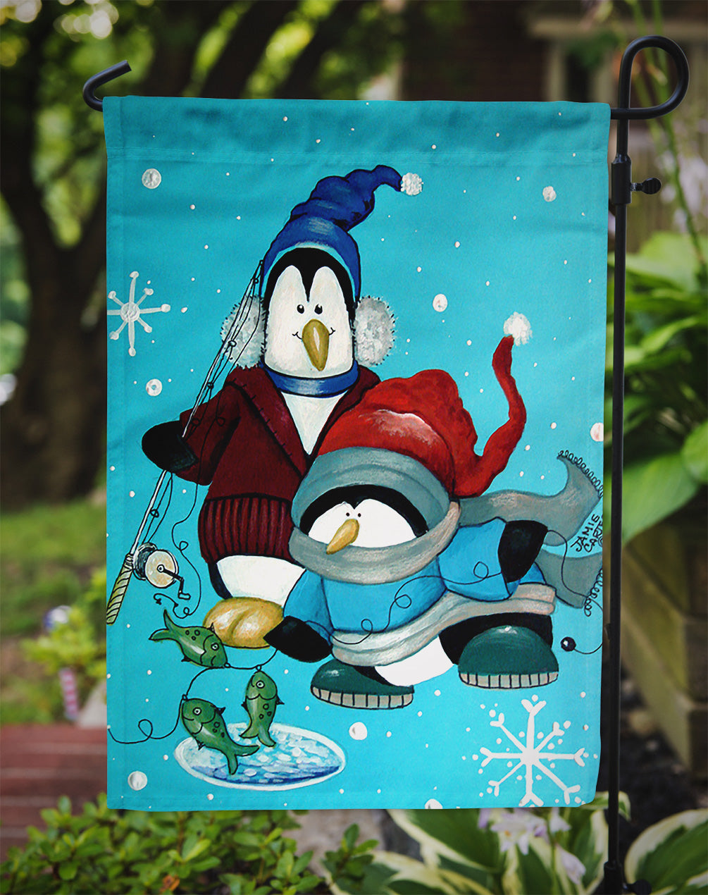 Somethin's Fishy Christmas Pingouin Drapeau Jardin Taille PJC1020GF