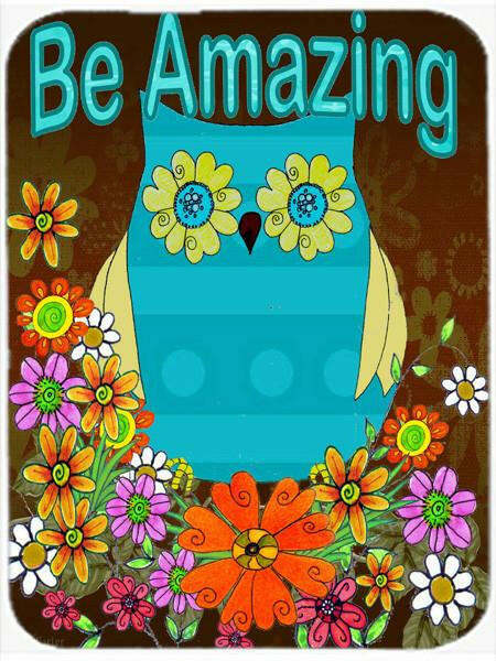 Be Amazing Owl Glass Cutting Board Large PJC1025LCB by Caroline's Treasures