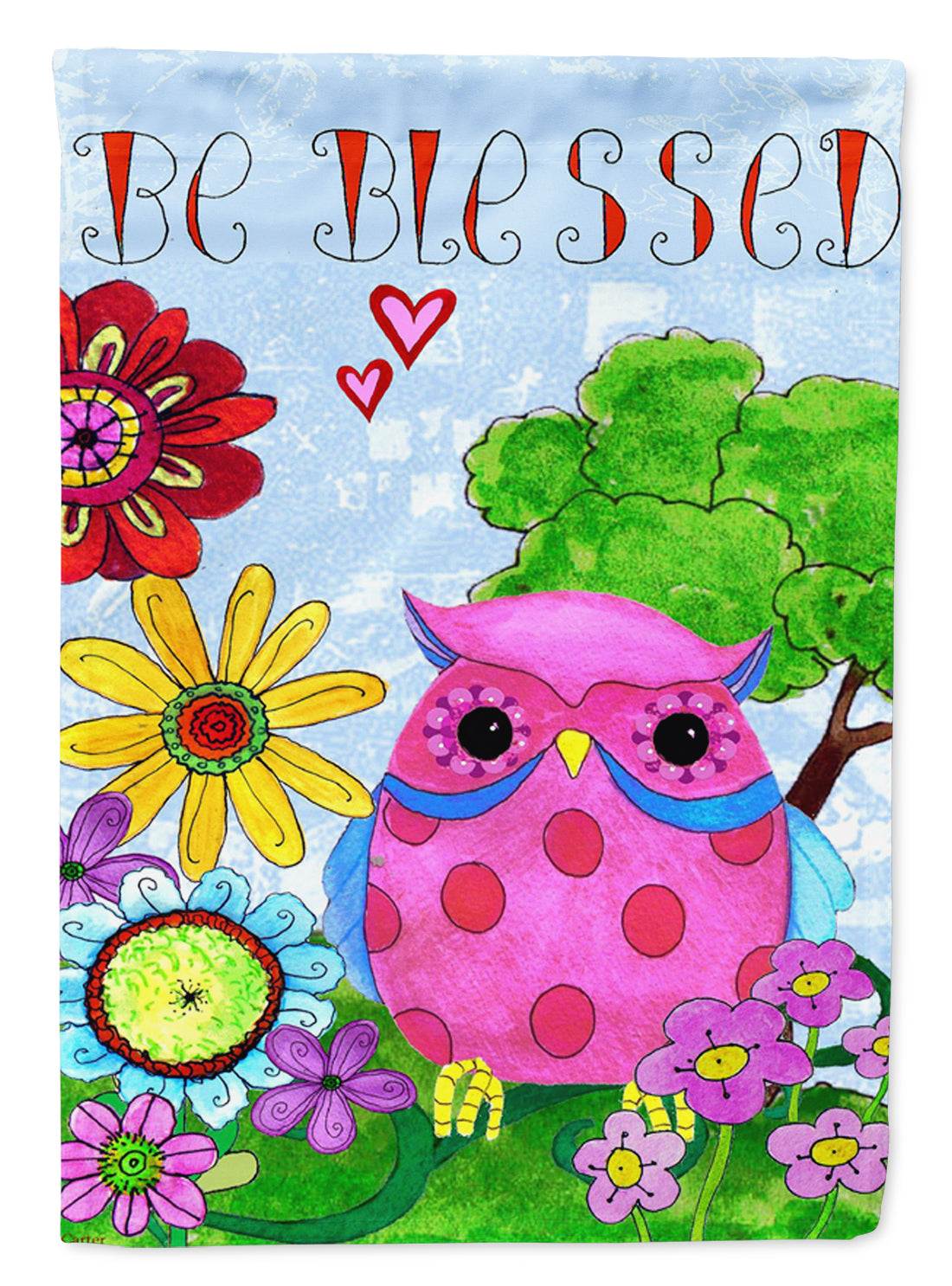 Be Blessed Owl Flag Canvas House Size PJC1026CHF  the-store.com.
