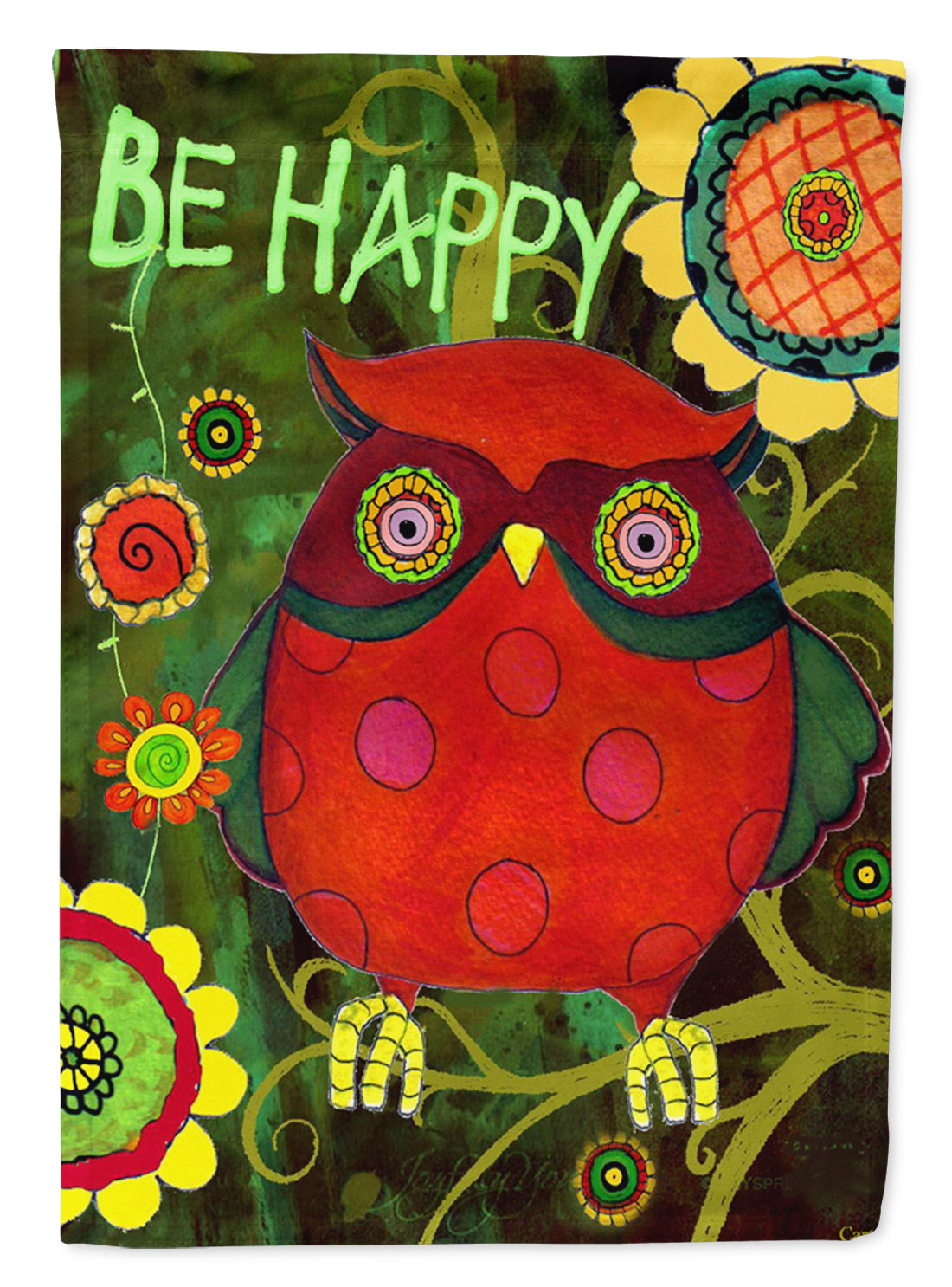 Be Happy Oh Yeah Owl Flag Garden Size