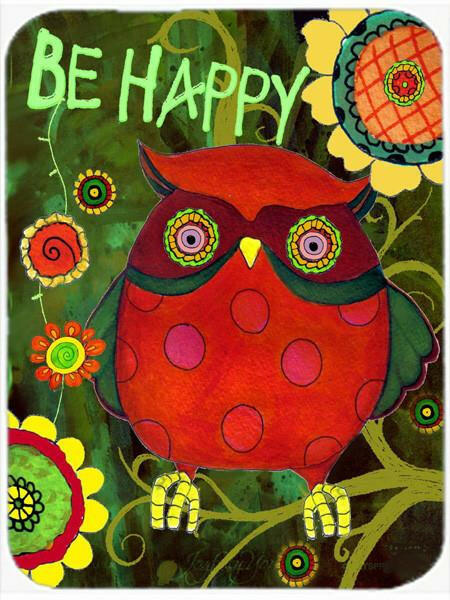 Be Happy Oh Yeah Owl Glass Cutting Board Large PJC1027LCB by Caroline's Treasures