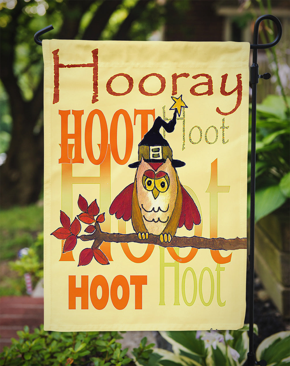 Hooray Hoot Hoot Owl Flag Garden Size PJC1030GF  the-store.com.
