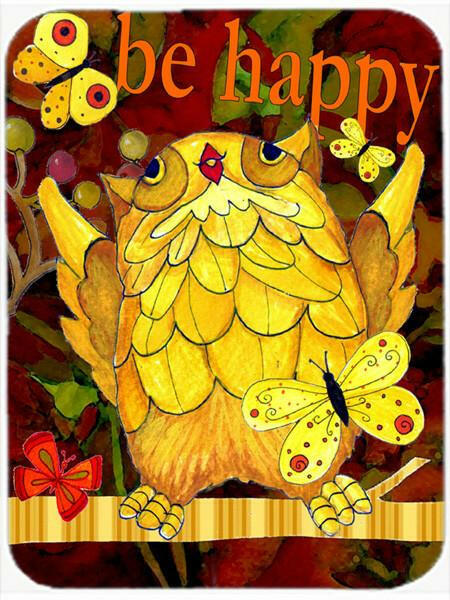 Happy Happy Day Owl Glass Cutting Board Large PJC1034LCB by Caroline&#39;s Treasures