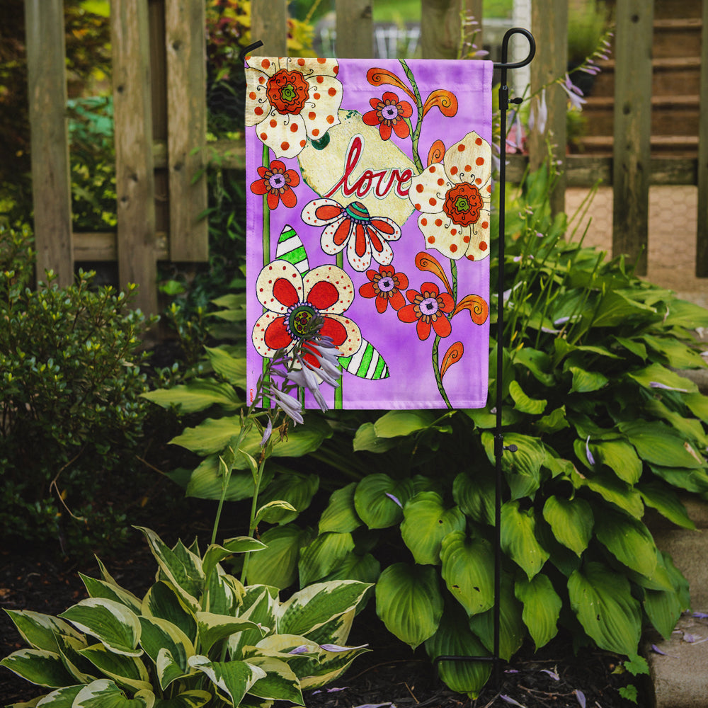 Caroline's Treasures Love is Blooming Valentine's Day Garden Flag – Decorative Outdoor Yard Flag PJC1039GF