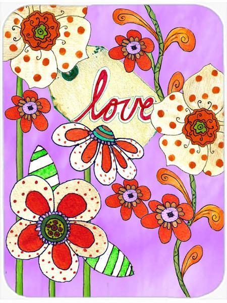 Love is Blooming Valentine's Day Glass Cutting Board Large PJC1039LCB by Caroline's Treasures