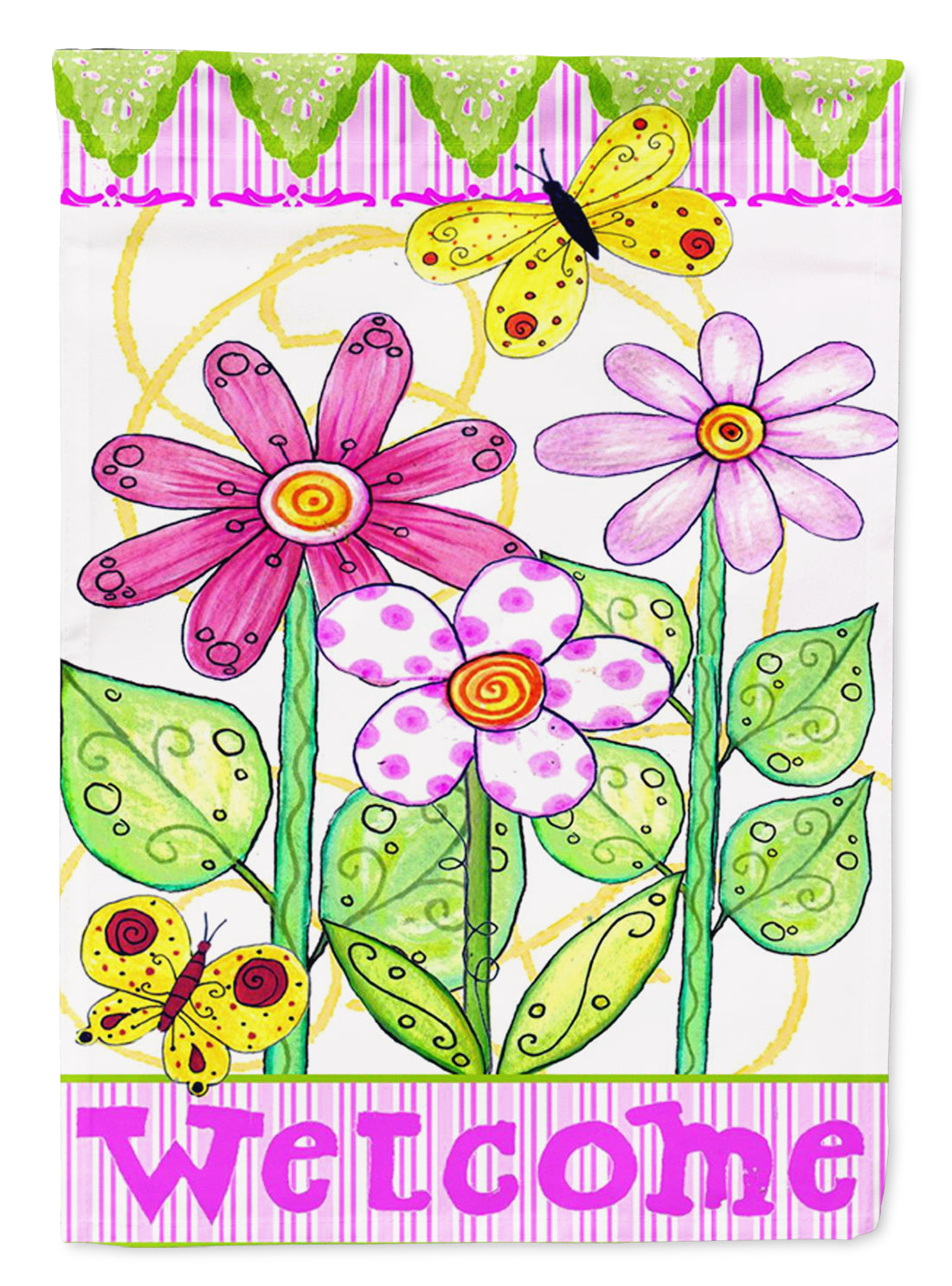 Flower Welcome Flag Canvas House Size PJC1048CHF  the-store.com.