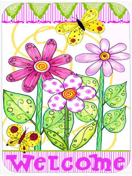 Flower Welcome Glass Cutting Board Large PJC1048LCB by Caroline's Treasures