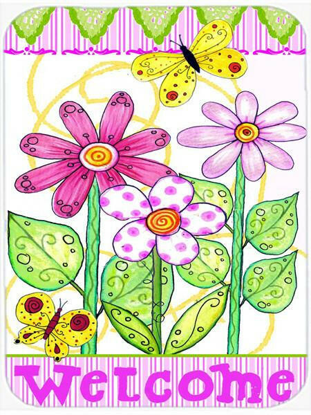 Flower Welcome Glass Cutting Board Large PJC1048LCB by Caroline&#39;s Treasures