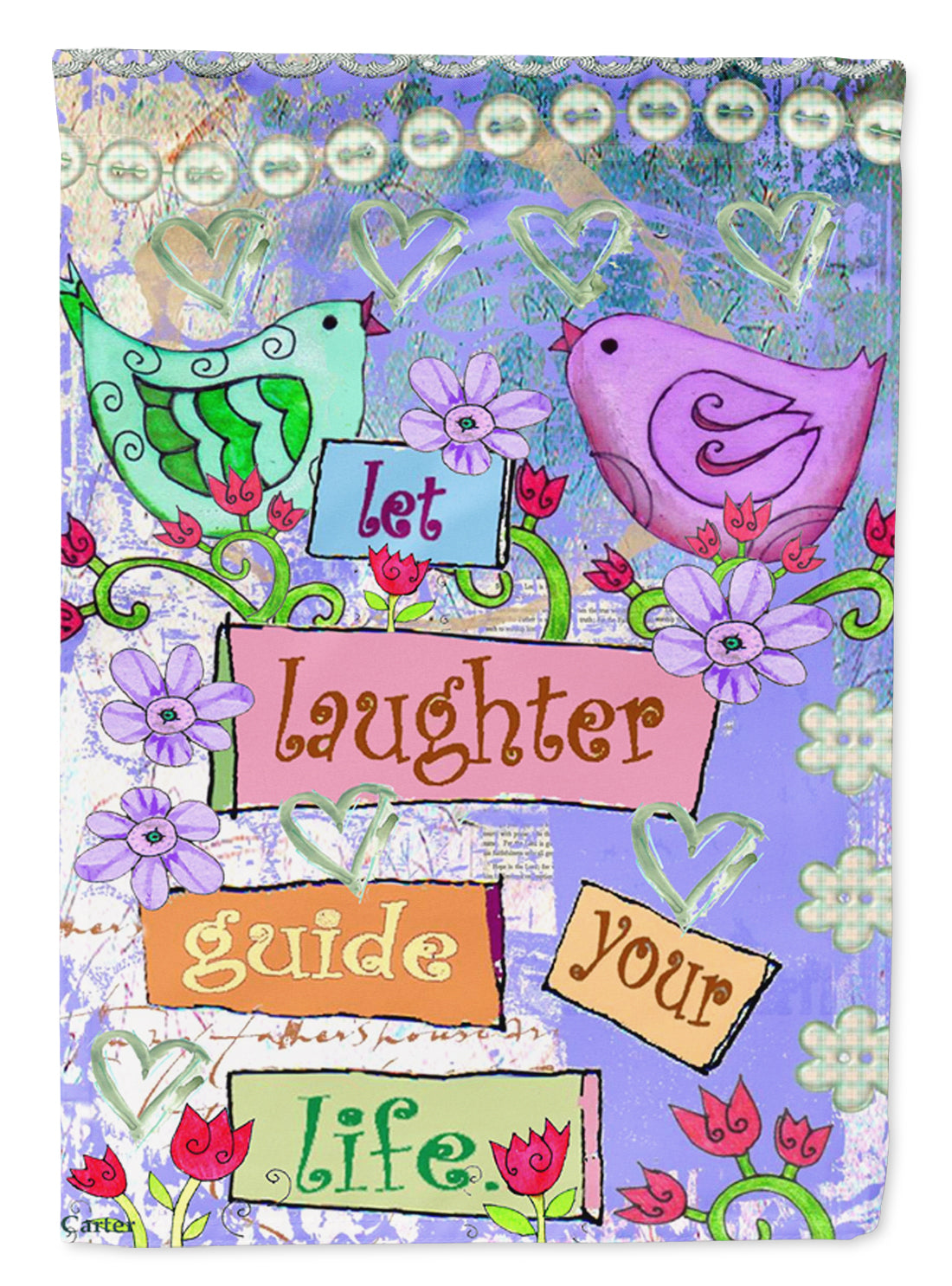 Caroline's Treasures Let Laughter Guide your Life Inspirational Garden Flag - Outdoor Decorative Yard Flag