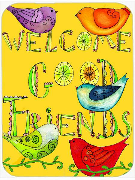 Welcome Good Friends Inspirational Glass Cutting Board Large PJC1055LCB by Caroline&#39;s Treasures