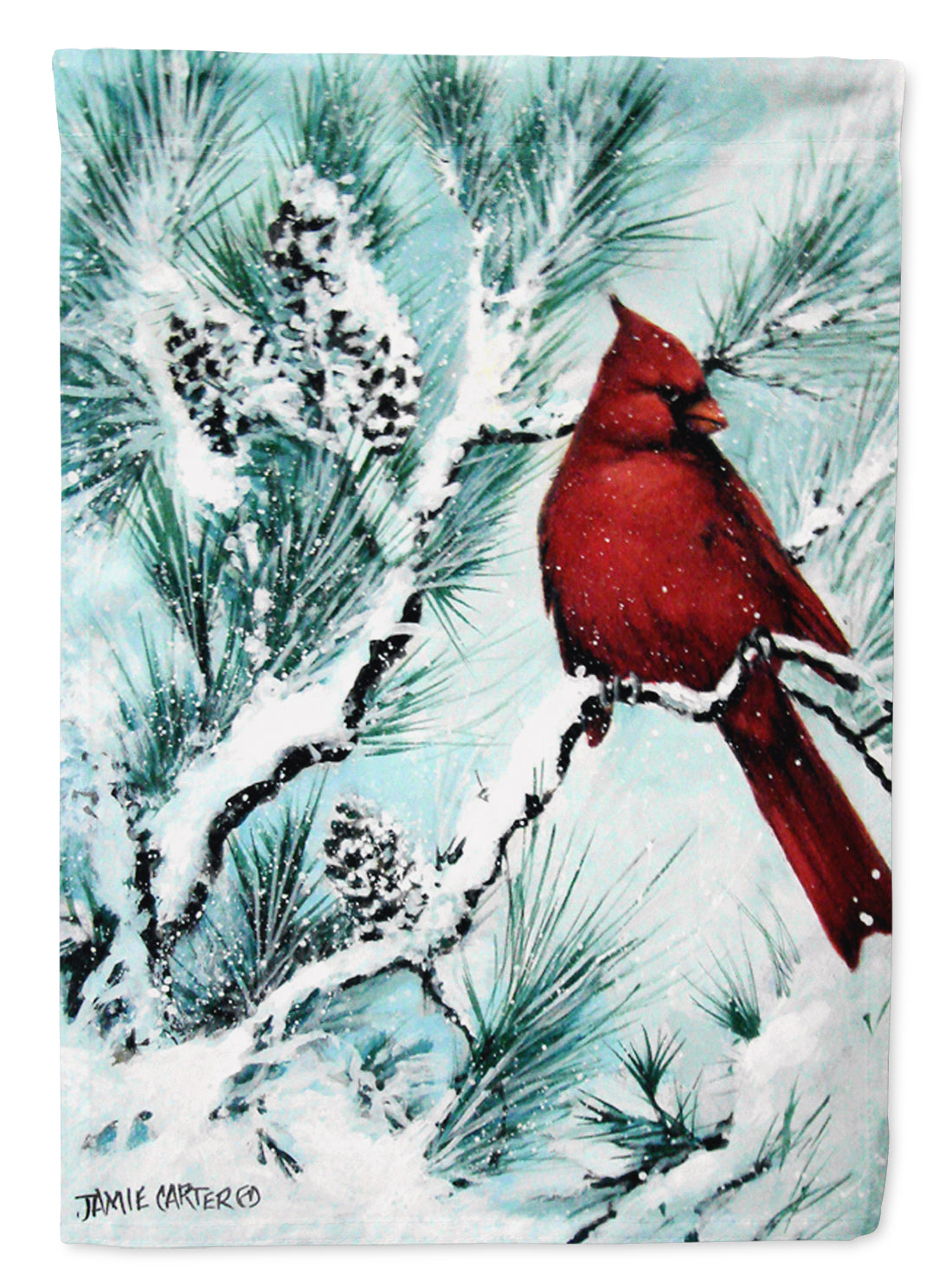Winter&#39;s Glory Redbird 1 Northern Cardinal Flag Canvas House Size PJC1057CHF  the-store.com.