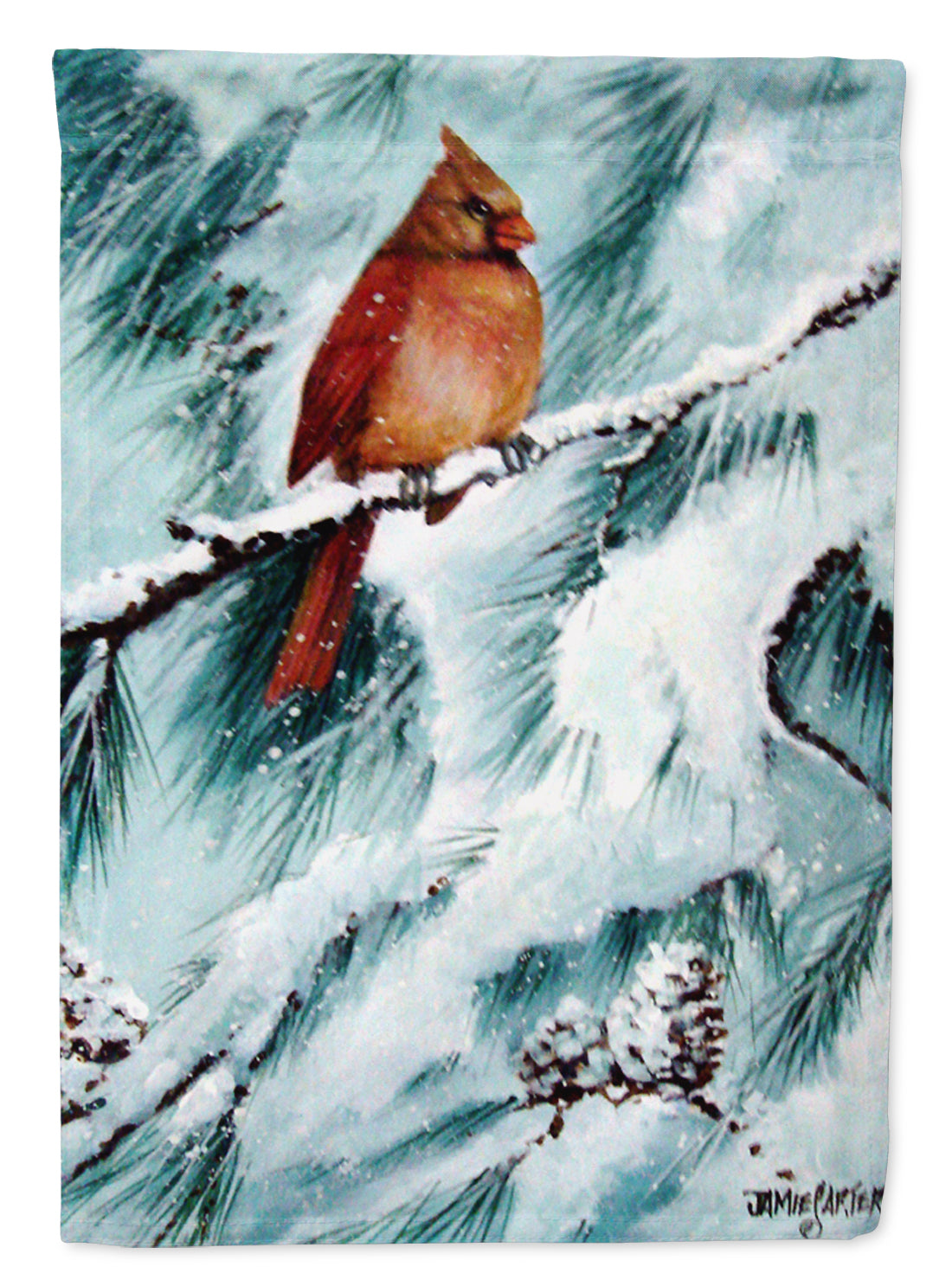 Winter&#39;s Glory Redbird 2 Northern Cardinal Flag Canvas House Size PJC1058CHF