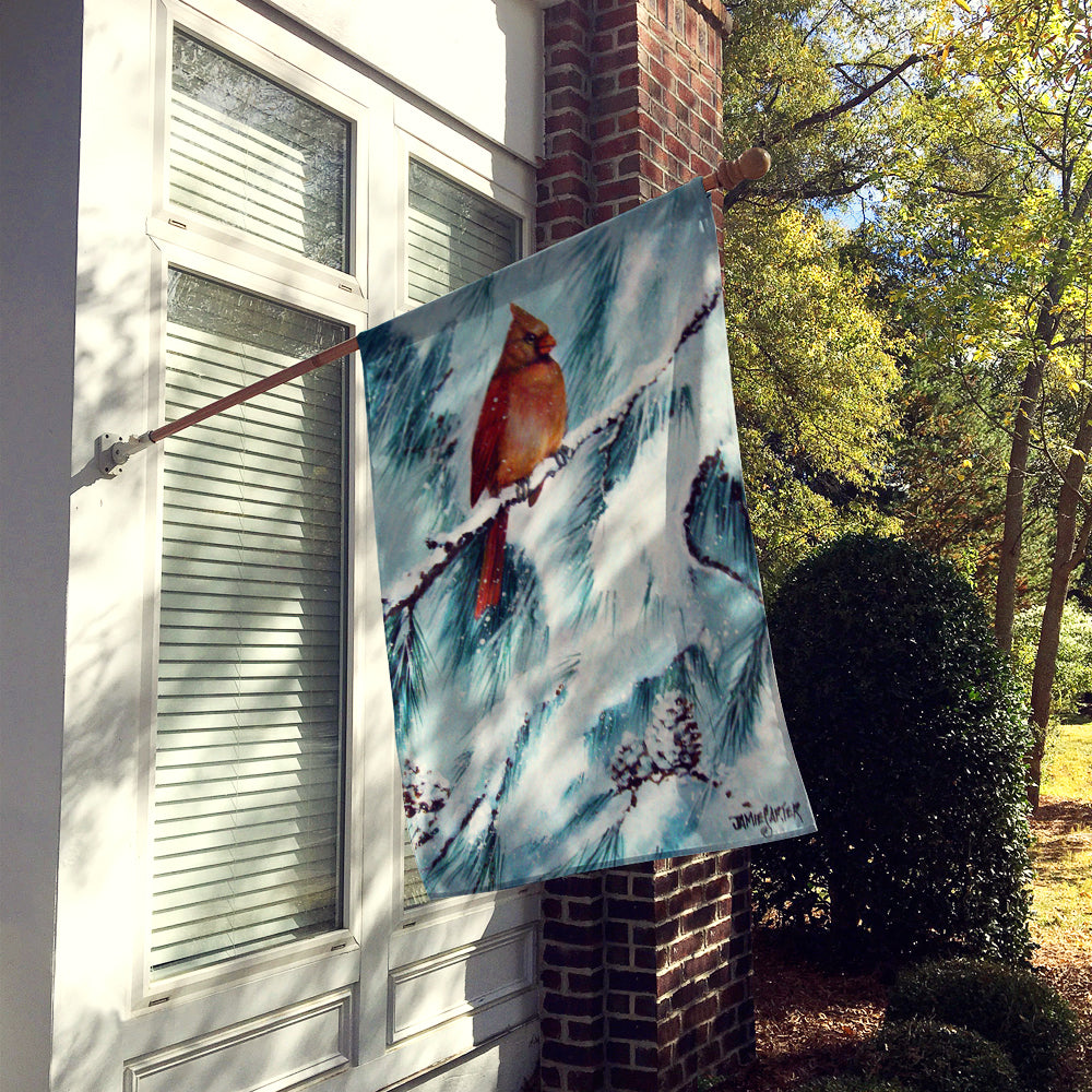 Winter's Glory Redbird 2 Northern Cardinal Flag Canvas House Size PJC1058CHF  the-store.com.