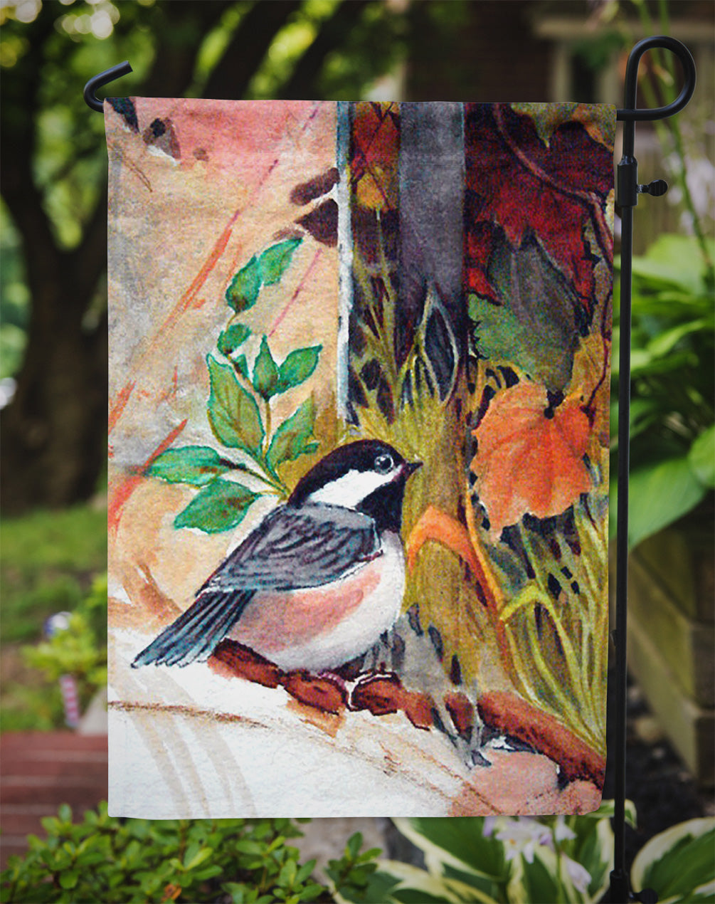 Fence Sitter Chickadee Flag Garden Size  the-store.com.