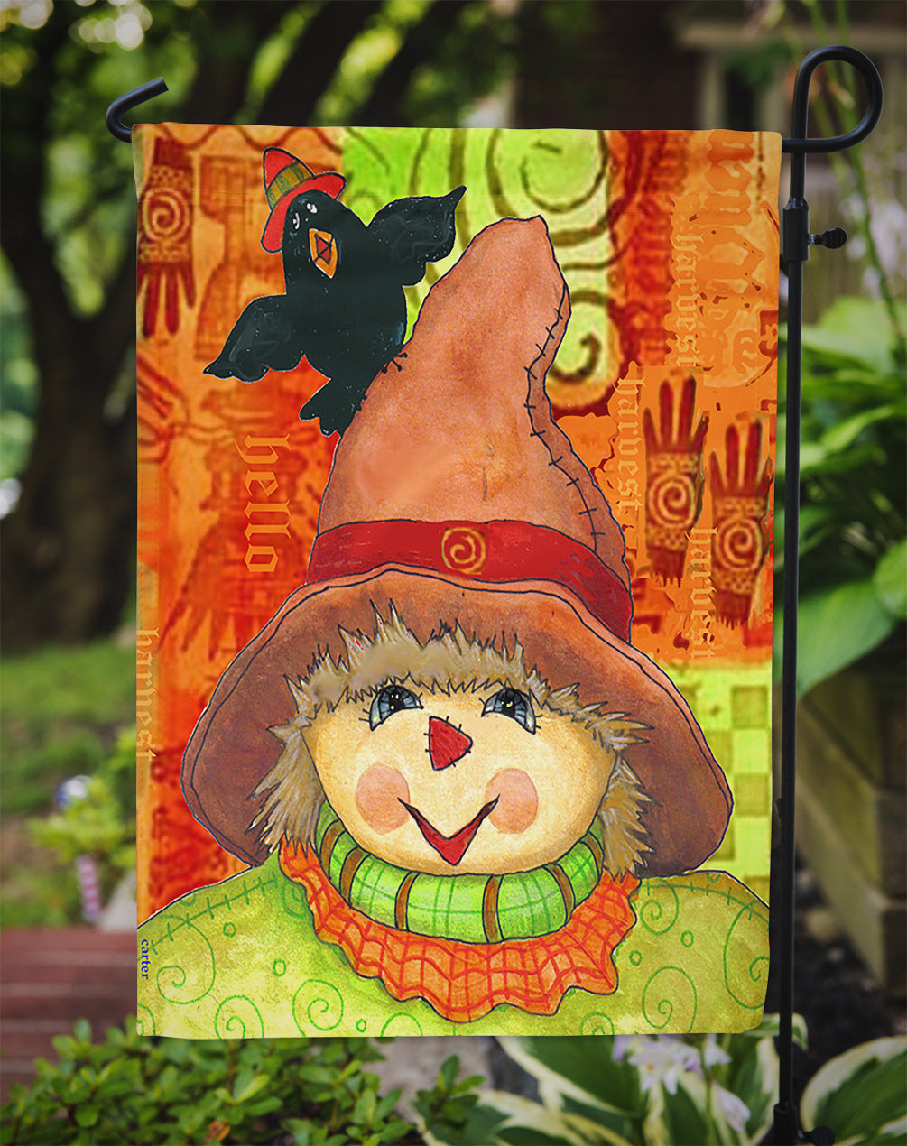 Harvey and the Scarecrow Fall Flag Garden Size PJC1062GF