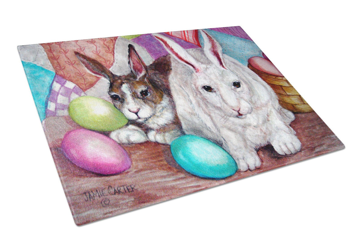 Buddy Buddies Easter Rabbit Glass Cutting Board Large PJC1064LCB by Caroline&#39;s Treasures