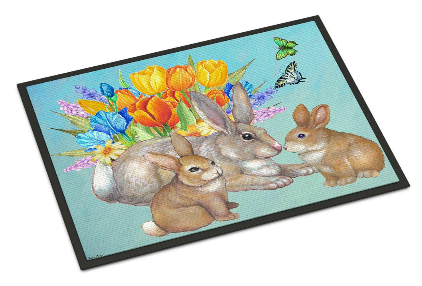 Bunny Family Easter Rabbit Indoor or Outdoor Mat 18x27 PJC1065MAT - the-store.com