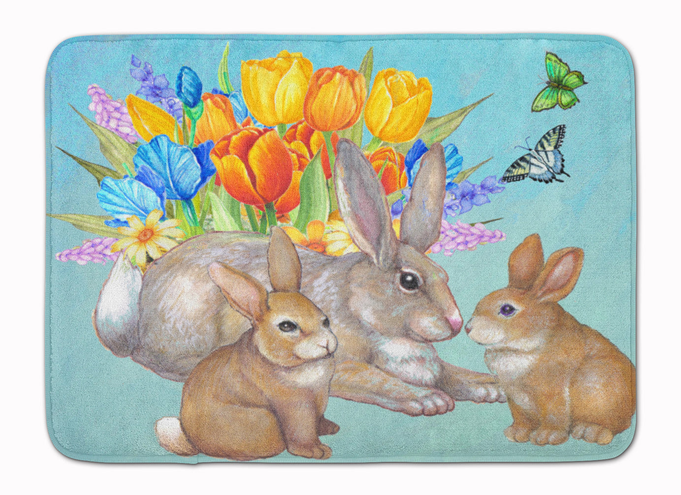 Bunny Family Easter Rabbit Machine Washable Memory Foam Mat PJC1065RUG - the-store.com